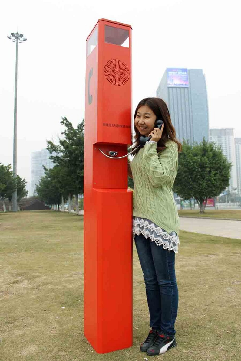 emergency phone station in outdoor when it is using